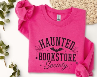 Haunted Bookstore Society Sweatshirt | Halloween Bat Bookish Design