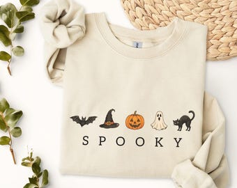Spooky Icons sweatshirt | Halloween pumpkin bat witch ghost cat