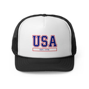 Trucker Caps - USA Hat Gift for Her Independence Day Americana 4th of July Hat, Patriotic Cap, Red White Blue Snapback, American Flag Truck
