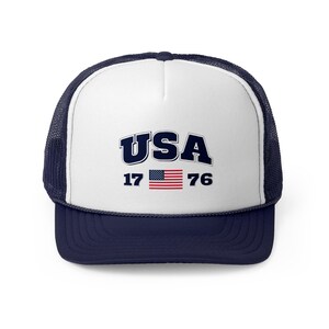 USA Trucker Cap Independence Day Hat, 4th of July Cap, Gift for Her, Gift for Him, Patriotic Hat, American Flag Cap Americana Hat