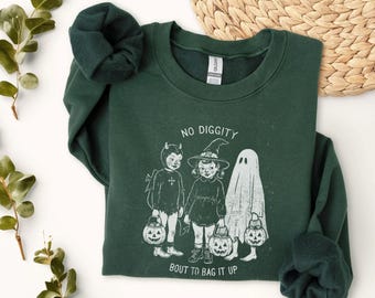 Funny Halloween Kids Costume Trio Sweatshirt | Trick or Treat Illustration