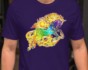 火の馬の年 レインボープライド ユニコーン 中国占星術 ユニセックスTシャツ
