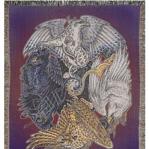 Gryphon Wheel Medieval Rennisance Faire Woven Blankets