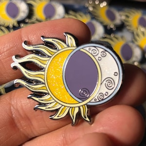 Sun Moon Eclipse 2024 Astronomy Astrology Cosmos Hard Enamel Collectable Lapel Pin