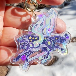 Bifrost Wolf Norse Viking Sparkle Stars Key Chain