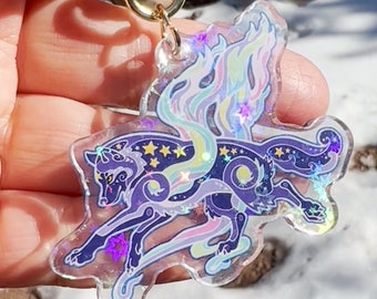Llavero con estrellas brillantes y diseño vikingo nórdico de lobo Bifrost