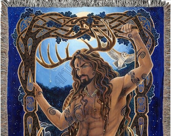 Cernunnos Herne Horned God Woven Blanket