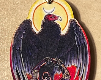 DISCOUNT Seconds Turkey Vulture Culture Animal Spirit Wooden Printed Pendant