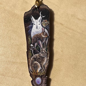 Jack Rabbit Arctic Hare Cottontail Pika Bunny Animal Spirit Wooden Printed Pendant