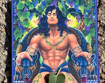 Dionysus Bacchus Pagan Wine God Wood Altar Talisman Ornament