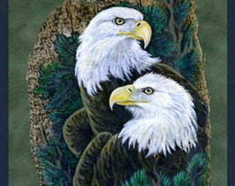 Bald Eagle Couple Wildlife Art Painted Feather Archival Print