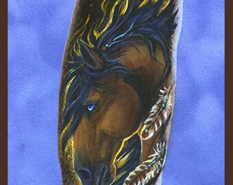 Fire Horse Lunar New Year Western Art Painted Feather Print