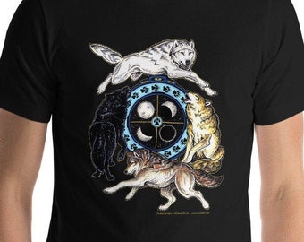 Wolf Spirit Totem Moon Phase Unisex T-Shirt