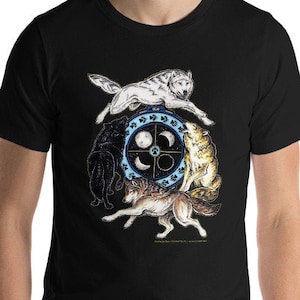 Wolf Spirit Totem Moon Phase Unisex T-Shirt