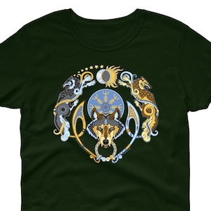 Norse Wolf Trinity Fenrir Hati Skoll Women&#39;s short sleeve t-shirt