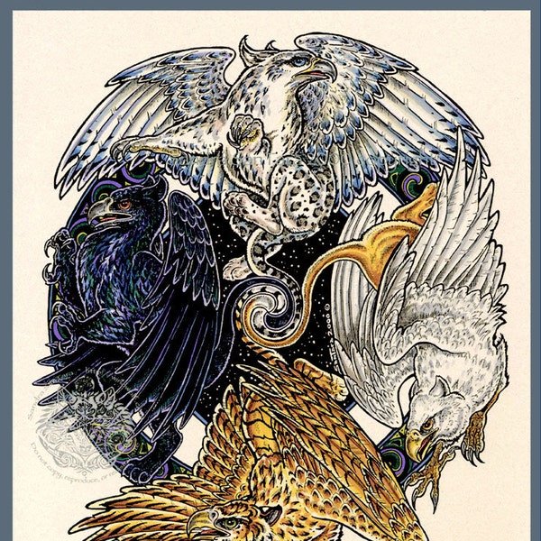 Gryphon Griffin Fantasy Mythical Beasts Print