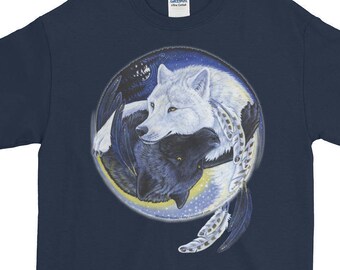 yin yang wolf moletom com capuz