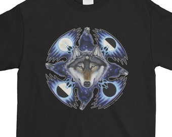 Wolf Raven Totem Unisex t-shirt