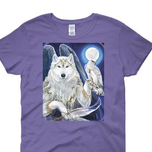 White Angel Wolf Falcon Women's cut t-shirt