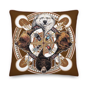 Grizzly Bär Braunbär Schwarzbär Eisbär Totem Premium Kissen