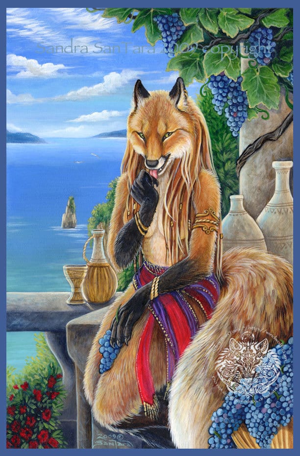 Red Fox and the Wine Grapes Print Etsy