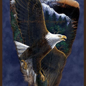 Bald Eagle Soaring Bird Wildlife Art Painted Feather Print - Etsy