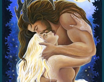 Herne Cernunnos and Selene the Moon Goddess Erotica Print