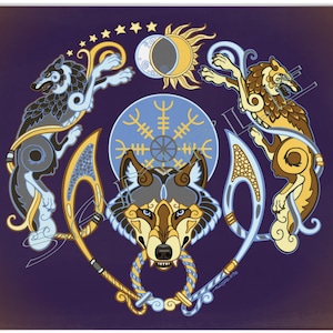 Norse Wolf Trinity Viking Wolf Minky Blankets