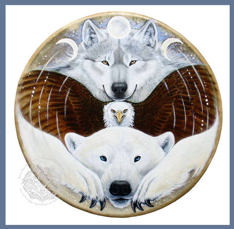 Arctic Wolf Bald Eagle Polar Bear Spirit Animal Print - Etsy