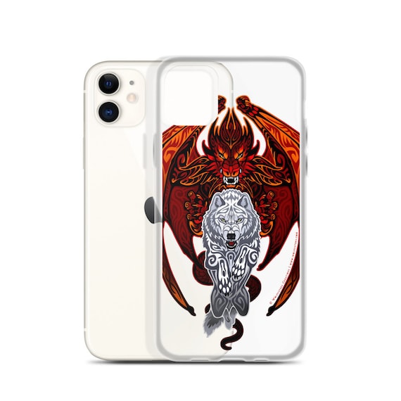 iPhone用ケース ホワイト/レッド レッドドラゴンホワイトウルフiPhoneケース - Etsy 日本