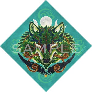 Green Wolf Fox Green Man Bandana
