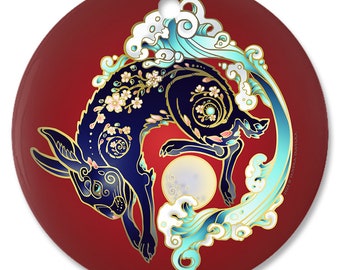 Year Of The Black Water Rabbit Porcelain Ornament