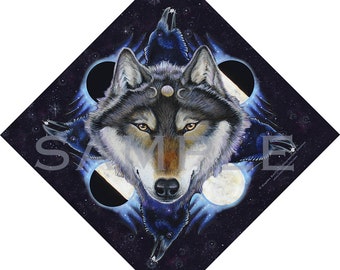 Wolf Ravens Moon Witchy Face Covering Bandana