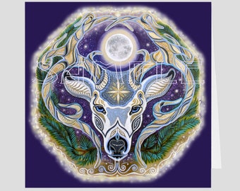 Cartes pliées de Yule de vacances de cerf d'hiver