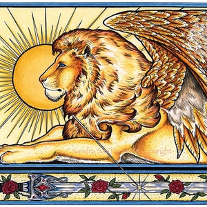 Winged Guardian Lion Fantasy Print