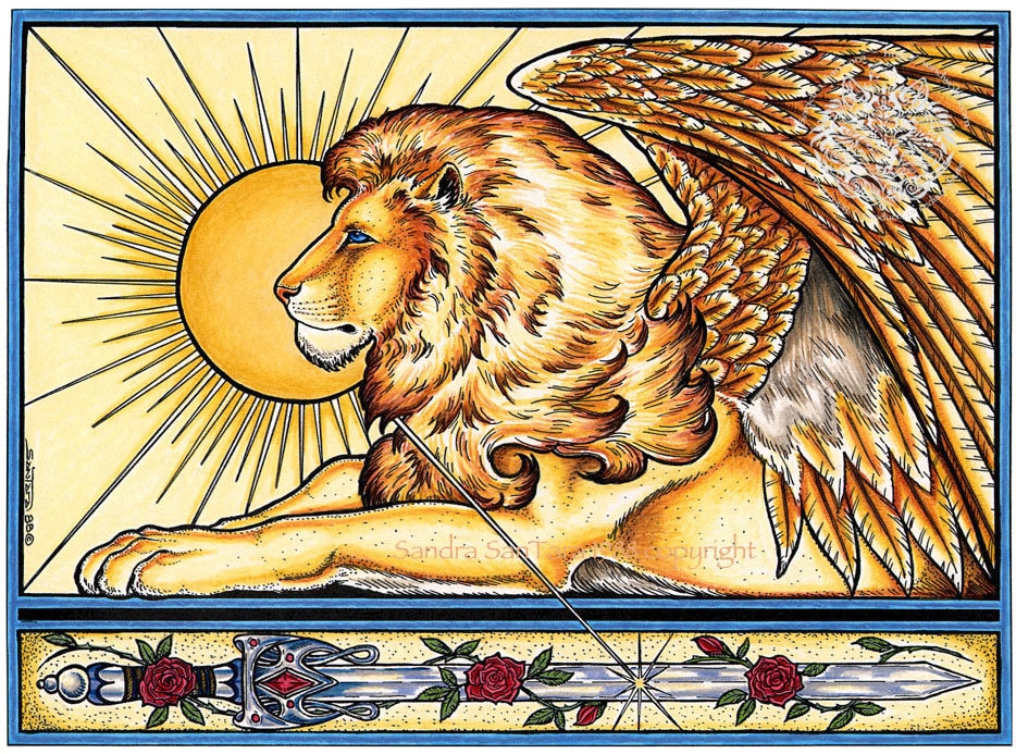 サイン Winged Guardian Lion Fantasy Print - Etsy Israel