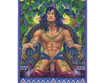 Dionysus Wine Pagan God Erotica Tapestry Fabric Wall Hanging