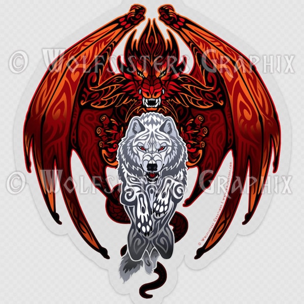 Red Wolf Sticker Etsy