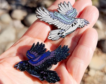 Norse Viking Odin Ravens Huginn Muninn Hard Enamel Collectable Quality Pin