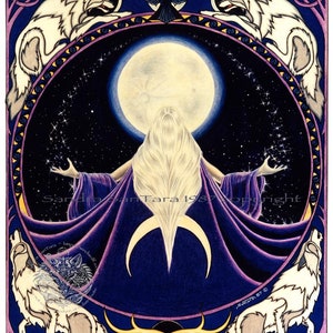 Witchy Moon Wolf Pagan Goddess Print