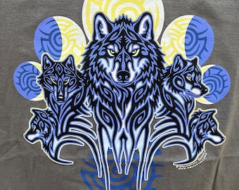 CLEARANCE SALE Wolf Pack Tribe Lunar Moon Phase t-shirt