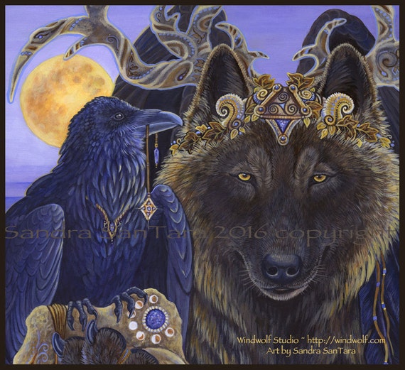 魔法の天使 翼のある狼 カラスの王 ファンタジー プリント - Etsy 日本