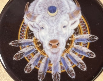 DISCOUNT  White Buffalo Indigenous Native American Porcelain Ornament