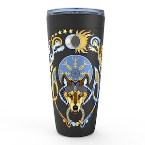 Norse Wolf Trinity Fenrir Skoll Hati Viking Tumblers