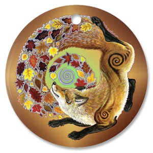 Autumn Kitsune Fox Spirit Porcelain Ornament