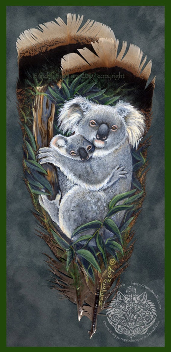 Koala Madre Y Bebe Australia Arte De Vida Silvestre Pintado Etsy