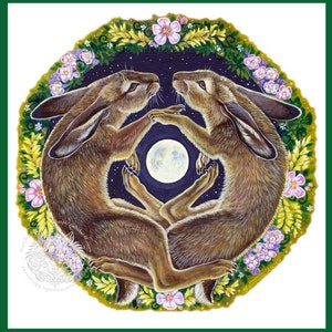 Dance of the March Hares Rabbit Spirit Animal Spring Print