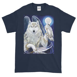 Weißer Engel geflügelt Wolf Falke T-Shirt