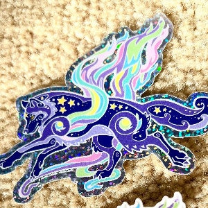Sparkle Bifrost Wolf Holographic Decal Sticker