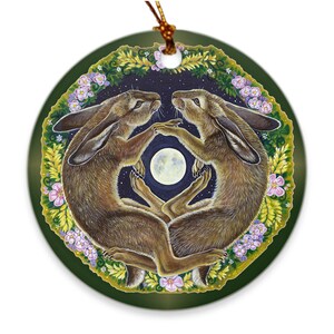 March Hares Rabbits Porcelain Ornament